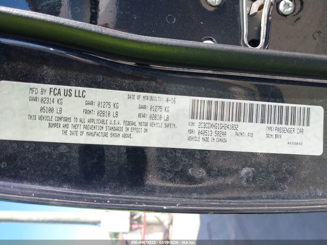 44674223 :رقم المزاد ، 2C3CDXHG1GH241832 vin ، 2016 Dodge Charger Sxt مزاد بيع