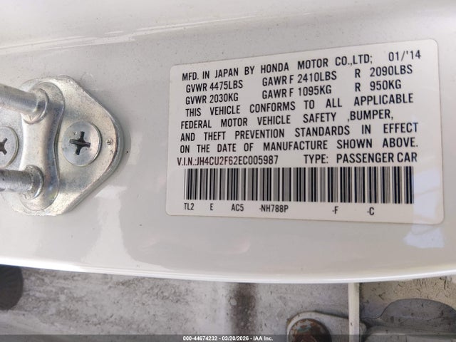 Aukcja sprzedaży 2014 Acura Tsx 2.4, vin: JH4CU2F62EC005987, numer aukcji: 44674232