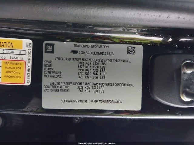 1GKS2DKLXMR128513 GMC Yukon 4wd Denali