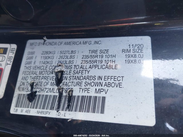 Продаж на аукціоні авто 2021 Acura Rdx Advance Package/pmc Edition, vin: 5J8TC2H72ML017633, номер лоту: 44674252