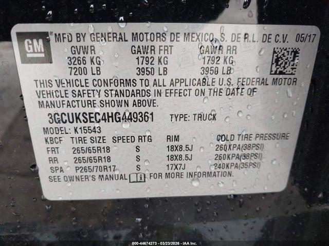 3GCUKSEC4HG449361 Chevrolet Silverado 1500 2lz