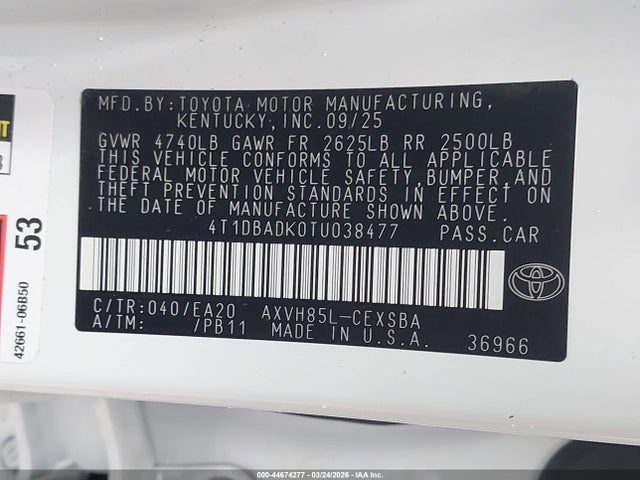 Toyota Camry Nightshade 2026 4T1DBADK0TU038477 Image 9