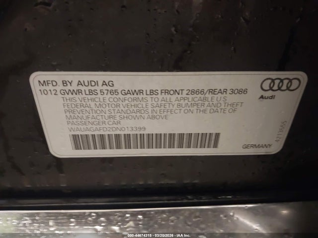 2013 AUDI A8 WAUAGAFD2DN013399 Photo 8