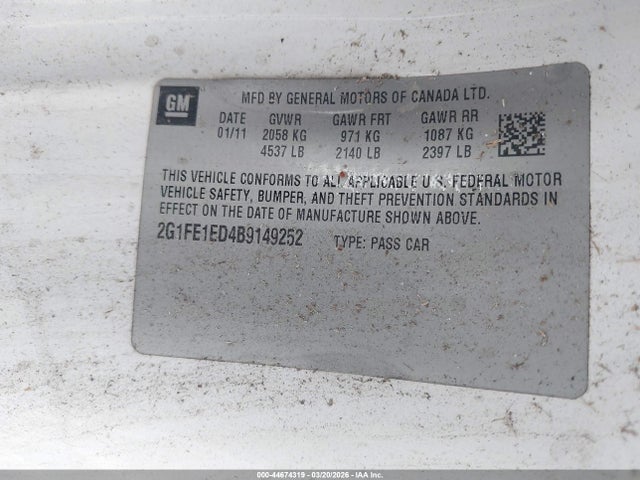 2011 CHEVROLET CAMARO 2G1FE1ED4B9149252 Photo 8