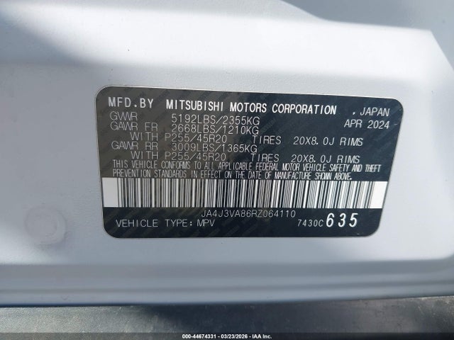 2024 MITSUBISHI OUTLANDER JA4J3VA86RZ064110 Photo 8