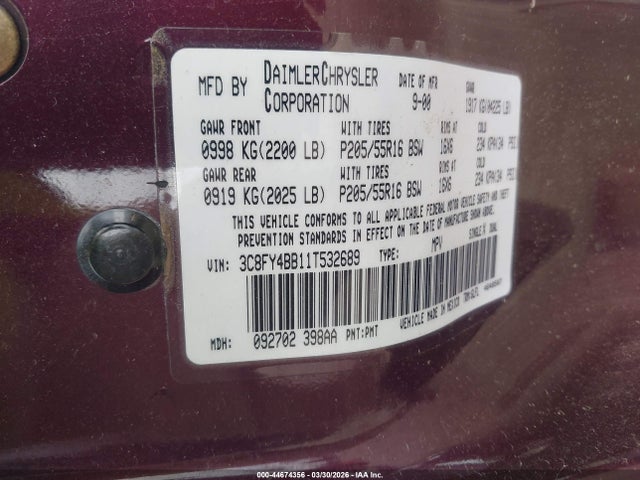 Продажа на аукционе авто 2001 Chrysler Pt Cruiser, vin: 3C8FY4BB11T532689, номер лота: 44674356