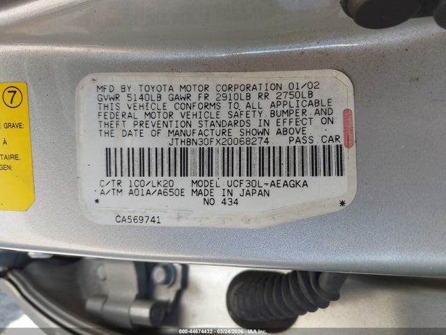 2002 LEXUS LS 430 JTHBN30FX20068274 Photo 8