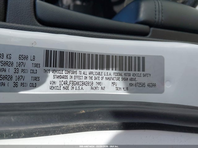 1C4RJFBGXKC842010 Jeep Grand Cherokee Limited X 4x4