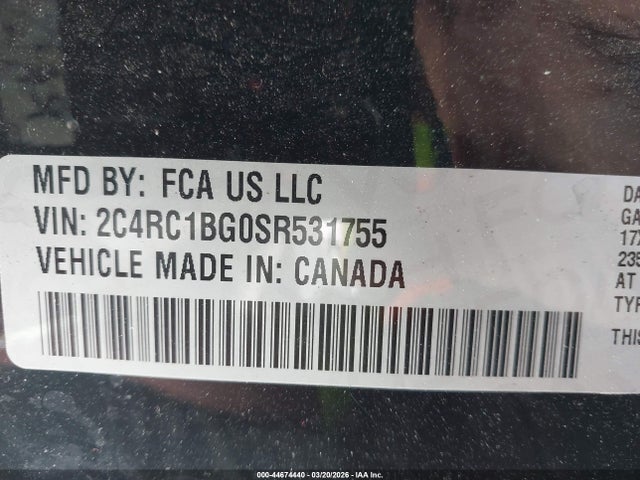 Продаж на аукціоні авто 2025 Chrysler Pacifica Select, vin: 2C4RC1BG0SR531755, номер лоту: 44674440