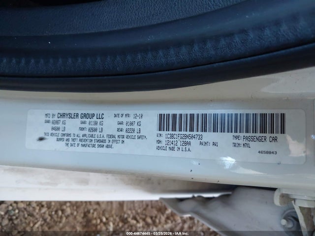Продаж на аукціоні авто 2011 Chrysler 200 Touring, vin: 1C3BC1FG2BN504733, номер лоту: 44674445