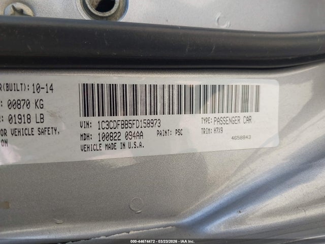 Dodge DART SXT 2015 1C3CDFBB5FD158973 Image 9