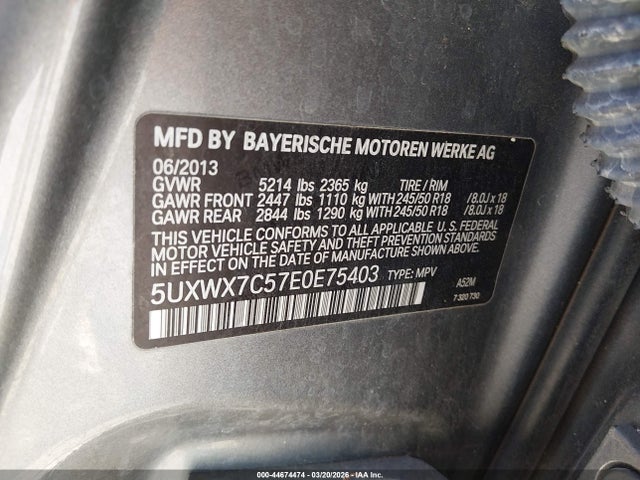 Aukcja sprzedaży 2014 Bmw X3 Xdrive35i, vin: 5UXWX7C57E0E75403, numer aukcji: 44674474