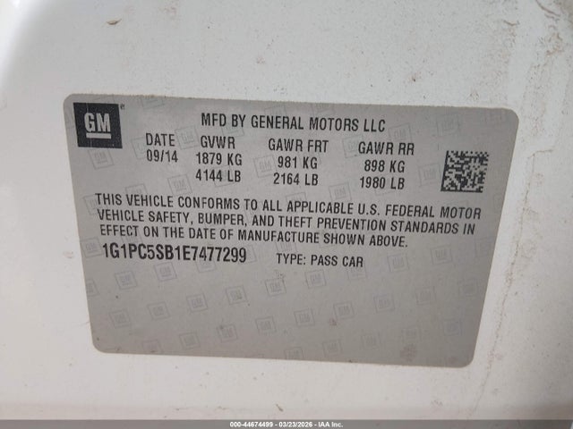 Chevrolet Cruze 1lt Auto 2014 1G1PC5SB1E7477299 Image 9