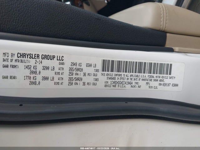 Aukcja sprzedaży 2014 Dodge Durango Limited, vin: 1C4RDHDGXEC419464, numer aukcji: 44674617