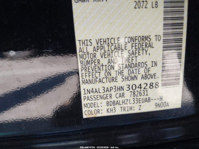 1N4AL3AP3HN304288 Nissan Altima 2.5 Sr