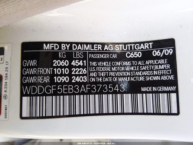 2010 Mercedes-benz C 300 Sport მანქანა იყიდება აუქციონზე, vin: WDDGF5EB3AF373543, აუქციონის ნომერი: 44674713