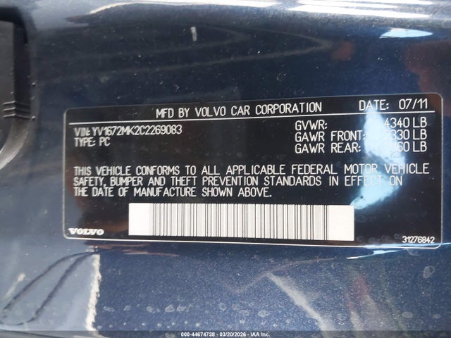 Продажа на аукционе авто 2012 Volvo C30 T5, vin: YV1672MK2C2269083, номер лота: 44674738