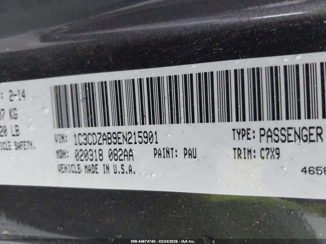 Продаж на аукціоні авто 2014 Dodge Avenger Se, vin: 1C3CDZAB9EN215901, номер лоту: 44674740