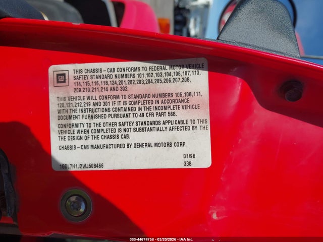 Продаж на аукціоні авто 1998 Gmc C-series C7h042, vin: 1GDL7H1J2WJ508466, номер лоту: 44674758