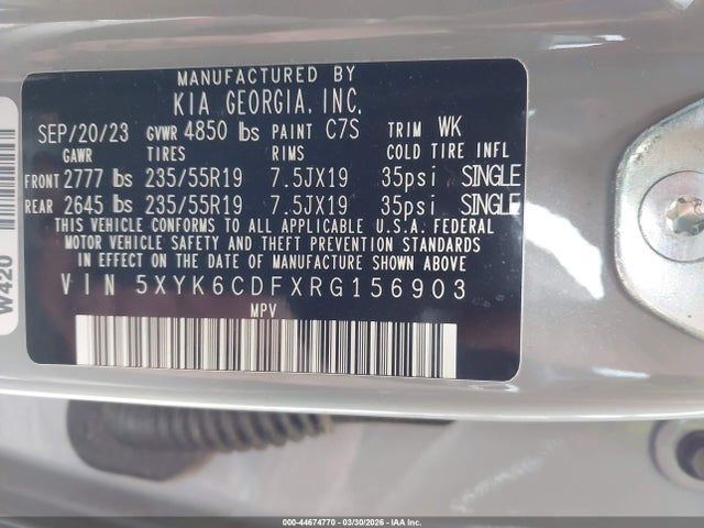 Auction sale of the 2024 Kia Sportage X-line, vin: 5XYK6CDFXRG156903, lot number: 44674770