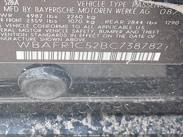 2011 BMW 528I WBAFR1C52BC738782 Photo 8