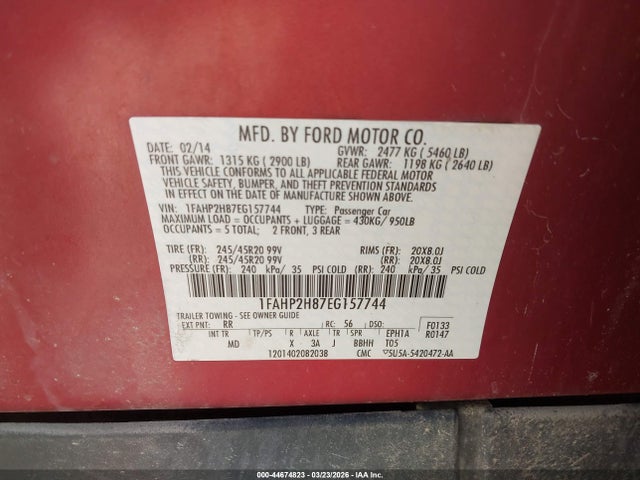 Ford TAURUS SEL 2014 1FAHP2H87EG157744 Image 9