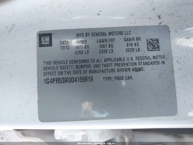 Продажа на аукционе авто 2013 Buick Verano Convenience Group, vin: 1G4PR5SK9D4159819, номер лота: 44674833