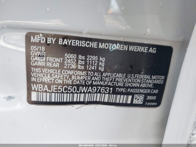 2018 BMW 540I WBAJE5C50JWA97631 Photo 8