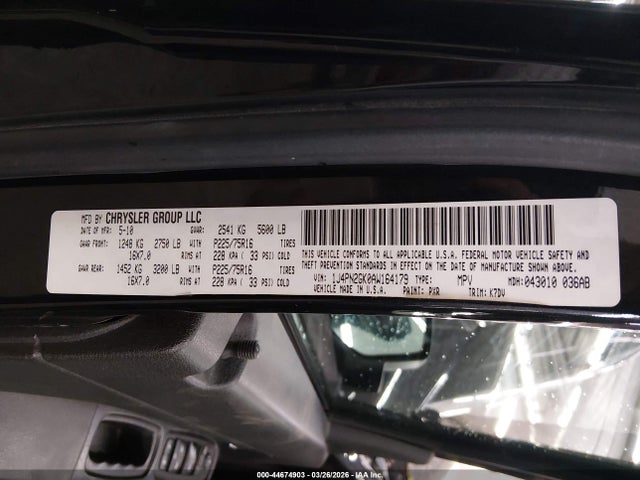 44674903 :رقم المزاد ، 1J4PN2GK0AW164179 vin ، 2010 Jeep Liberty Sport مزاد بيع