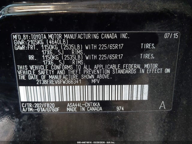 2015 TOYOTA RAV4 2T3BFREV6FW366341 Photo 8