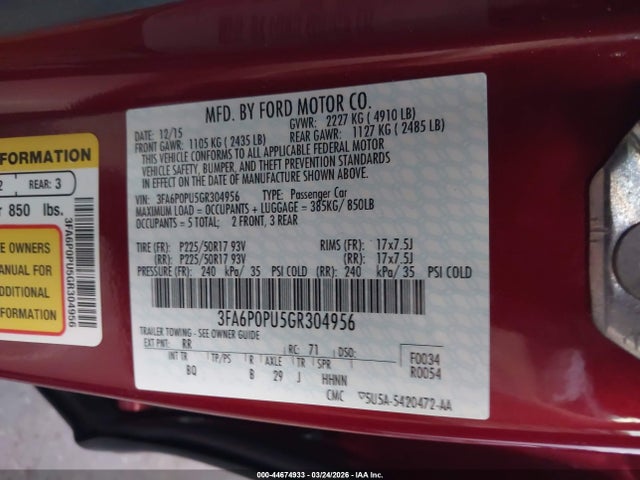 Ford Fusion Energi Se Luxury 2016 3FA6P0PU5GR304956 Image 9