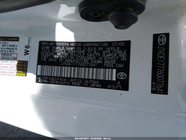 Продаж на аукціоні авто 2006 Scion Tc, vin: JTKDE177760077641, номер лоту: 44674975