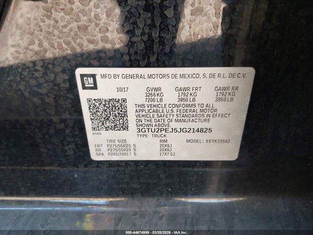 Продаж на аукціоні авто 2018 Gmc Sierra 1500 Denali, vin: 3GTU2PEJ5JG214825, номер лоту: 44674999