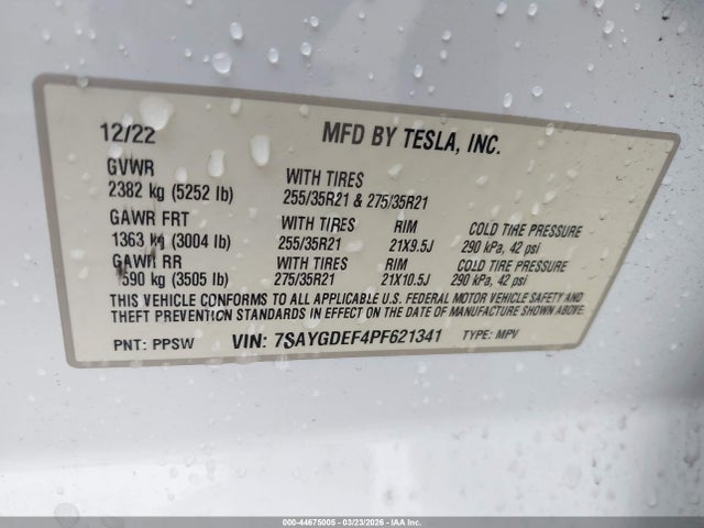 7SAYGDEF4PF621341 Tesla Model Y Performance Dual Motor All-wheel Drive