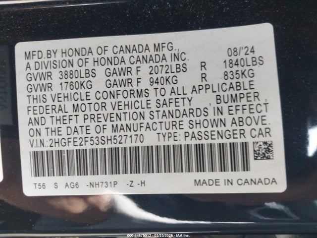 Honda Civic Sport 2025 2HGFE2F53SH527170 Image 9