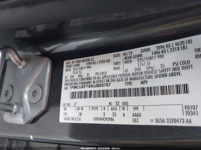 2019 FORD ESCAPE 1FMCU0F7XKUB85767 Photo 8
