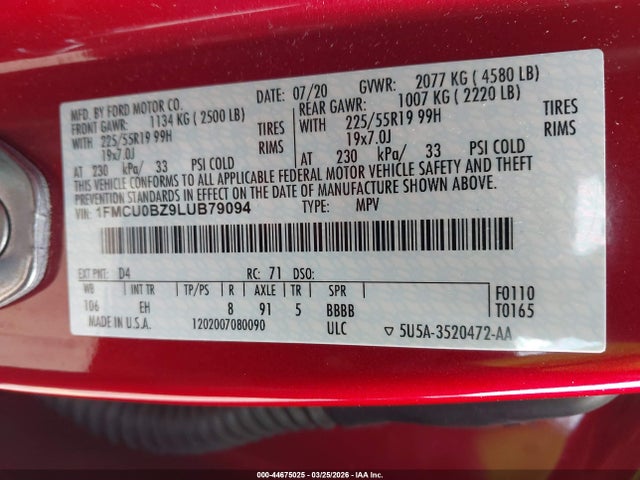1FMCU0BZ9LUB79094 Ford Escape Se Sport Hybrid