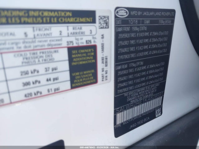 Продажа на аукционе авто 2019 Land Rover Range Rover Sport, vin: SALWR2RE1KA828591, номер лота: 44675043
