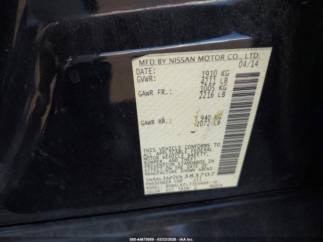 Nissan Altima 2.5 S 2014 1N4AL3AP2EN383707 Image 9