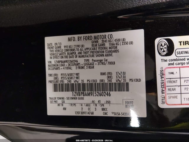 1ZVBP8AM9E5260246 Ford Mustang V6 Premium