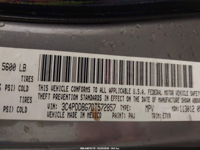 44675119 :رقم المزاد ، 3C4PDDBG7DT572857 vin ، 2013 Dodge Journey Sxt مزاد بيع