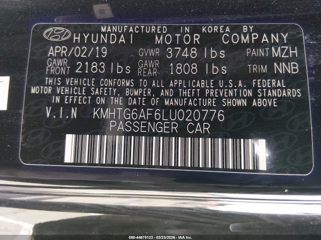 Продажа на аукционе авто 2020 Hyundai Veloster 2.0, vin: KMHTG6AF6LU020776, номер лота: 44675123