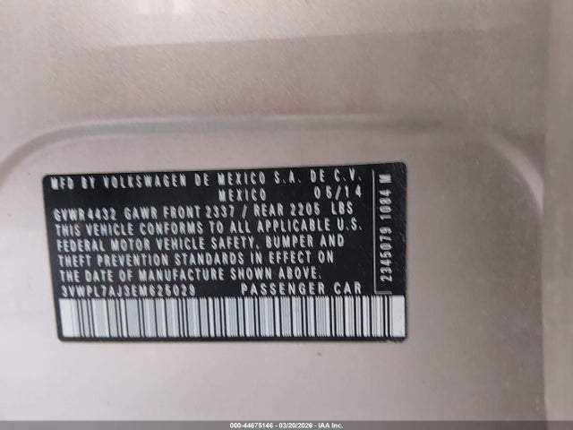 Продаж на аукціоні авто 2014 Volkswagen Jetta Sportwagen 2.0l Tdi, vin: 3VWPL7AJ3EM625029, номер лоту: 44675146