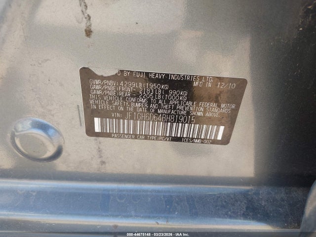 Aukcja sprzedaży 2011 Subaru Impreza Outback Sport, vin: JF1GH6D64BH819015, numer aukcji: 44675148