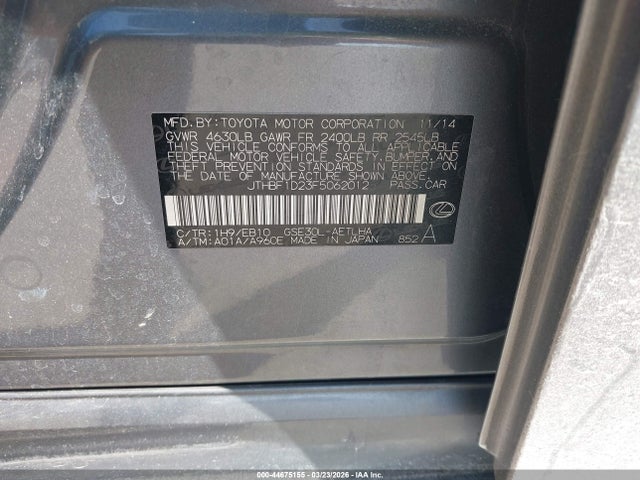 Aukcja sprzedaży 2015 Lexus Is 250, vin: JTHBF1D23F5062012, numer aukcji: 44675155