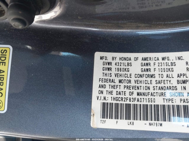 Honda Accord Ex-l 2015 1HGCR2F83FA071550 Image 9