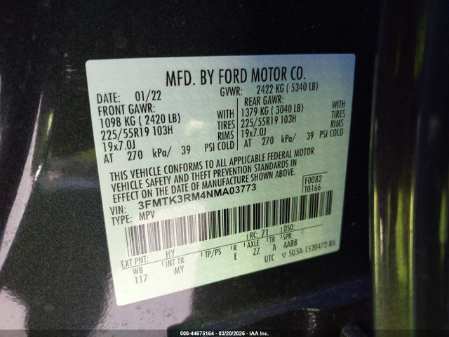 2022 FORD MUSTANG MACH-E 3FMTK3RM4NMA03773 Photo 8