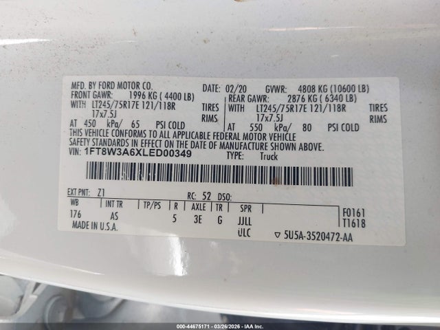 Ford F-350 Xl 2020 1FT8W3A6XLED00349 Image 8
