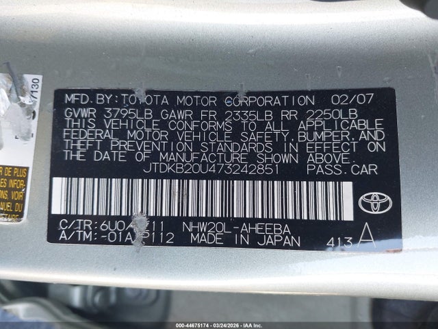 2007 TOYOTA PRIUS JTDKB20U473242851 Photo 8
