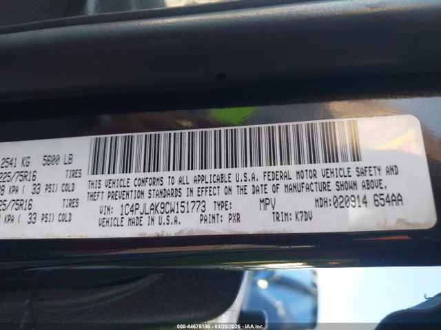 Aukcja sprzedaży 2012 Jeep Liberty Sport, vin: 1C4PJLAK9CW151773, numer aukcji: 44675186